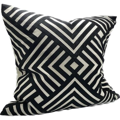 Cushion Cover - Hand Embroidered - Black / White - 550 X 550 - Black / White