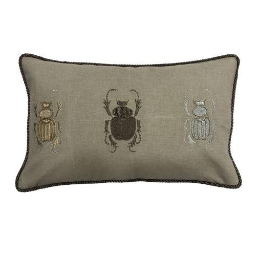 Cushion Cover - Hand Embroidered - Natural with Bugs