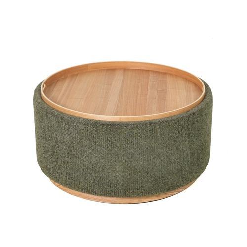 Miami Tray Ottoman Xl Withwood Base - Moss Green