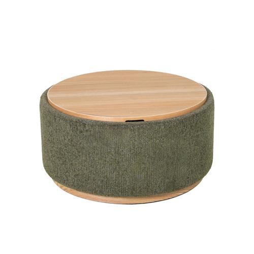 Miami Tray Ottoman Xl Withwood Base - Moss Green