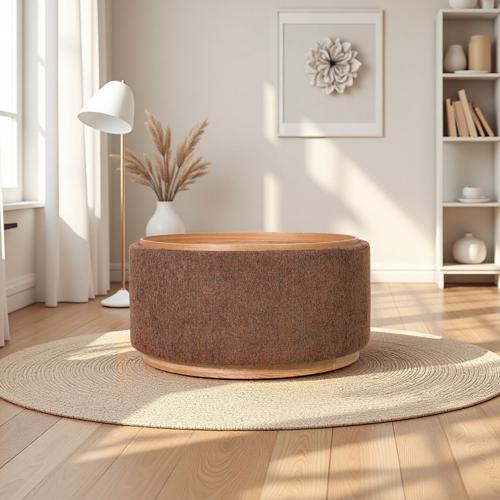 Miami Tray Ottoman Xl Withwood Base - Tobacco