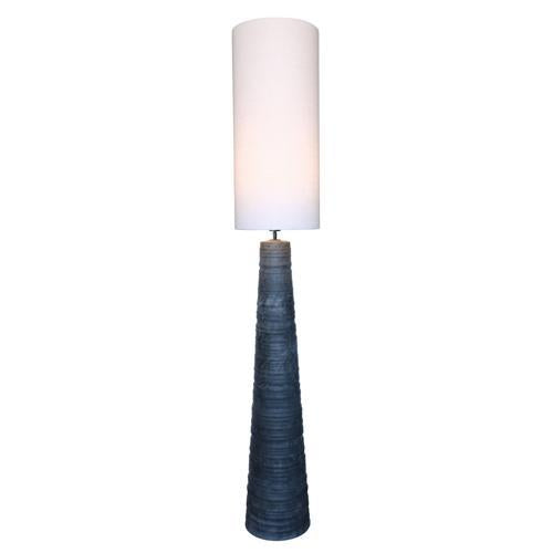 Black Ceramic Floor Lamp with Natural Linen Shade