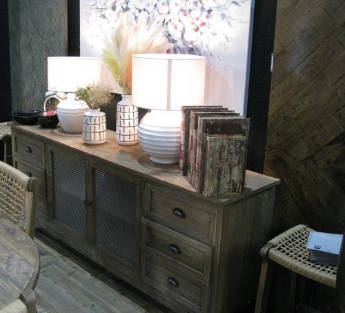 White Terracotta Lamp with White Linen Shade - 380 X 380 X 565