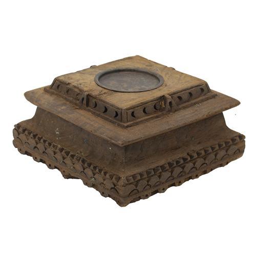 Antique Carved Pillar Candle Holder - 260 X 260 X 1140