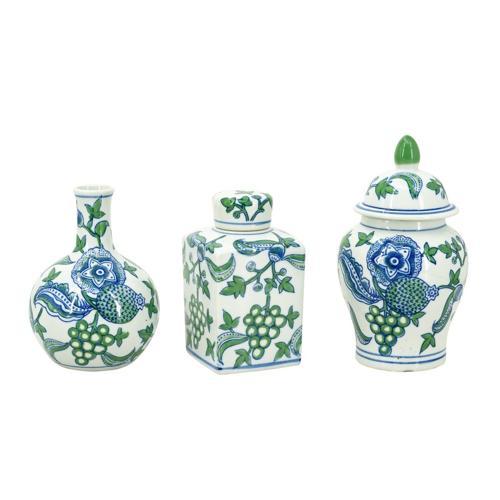 Blue & Green Porcelain Set of 3