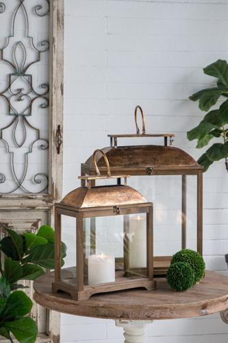 Antique Gold Lanterns Set of 2 - 480 X 270 X 570
