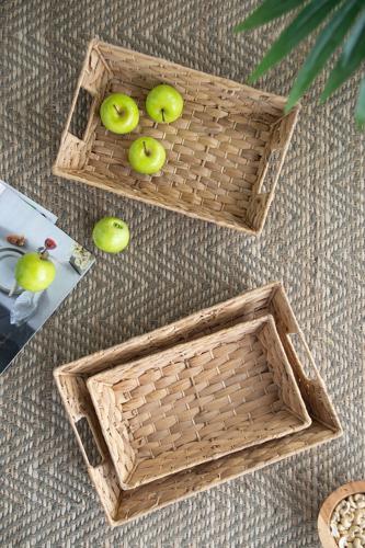 Water Hyacinth Tray Set of 3 - 420 X 280 X 100