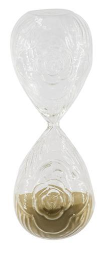 Rose Embossed Hourglass with Tan Sand - Large