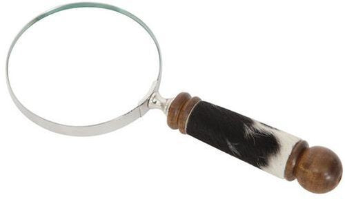 Brass Aluminium Magnifier with Hair & Wooden Handle