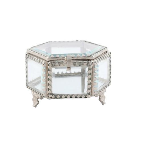 Brass & Glass Hexagon Jewellery Box