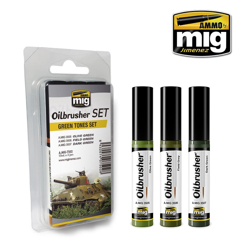 Ammo by MIG - Oilbrushers - Green Tones Set