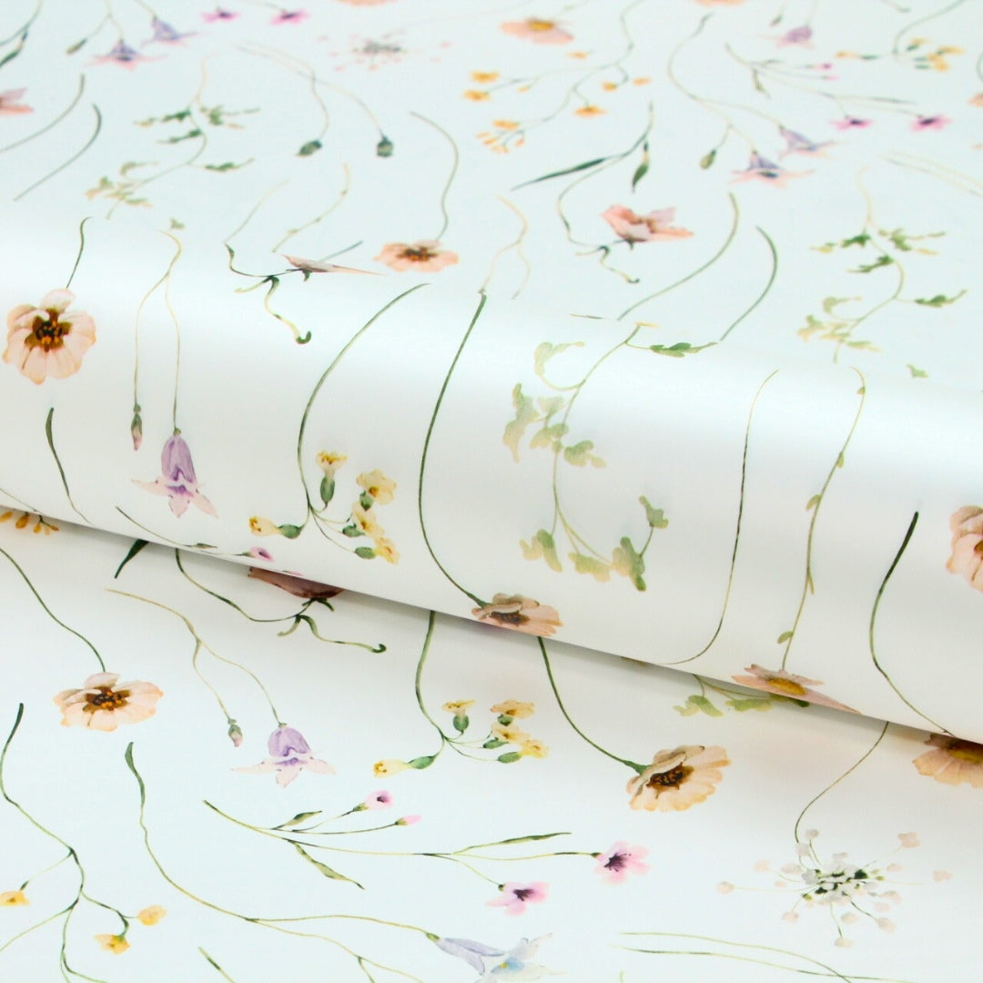 Euro Wrap Summer Meadow Print on White Sheets Pack of 100 65mic 50cmx60cm