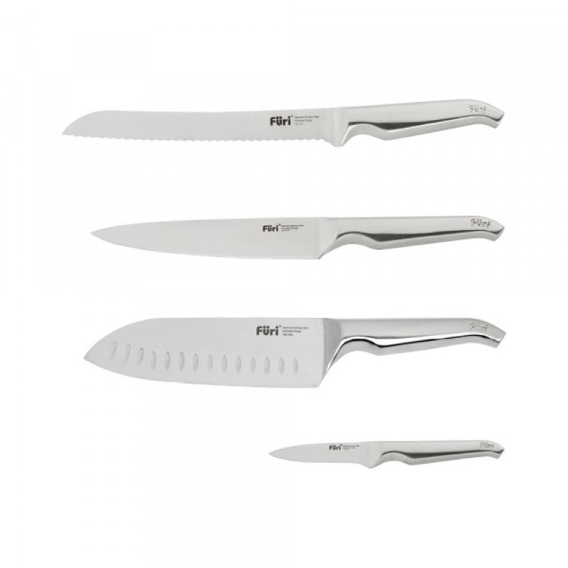 Furi Pro Limited Edition 5-piece knife set in a sleek black block, featuring high-quality Japanese stainless steel knives.
