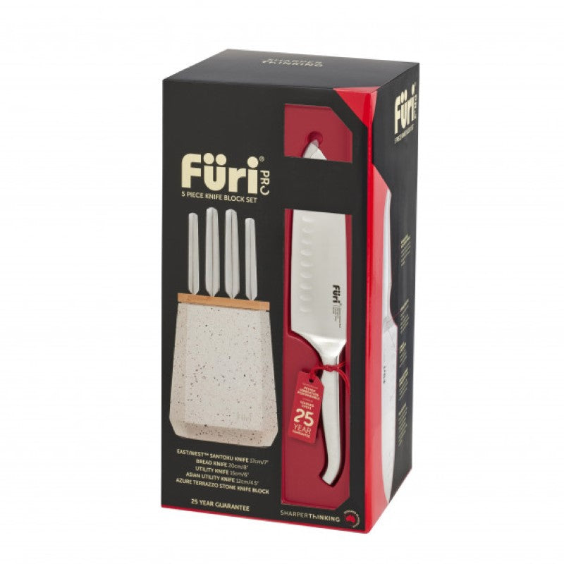 Furi - Stone Knife Block Azure Terazzo Set 5 Piece