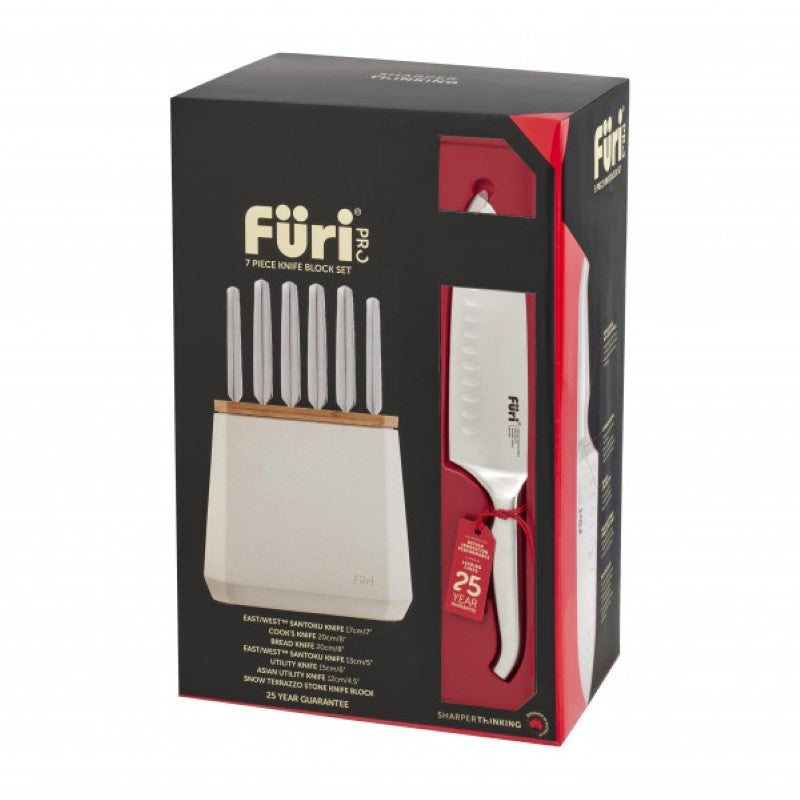 Furi - Stone Knife Block Snow Terazzo Set 7 Piece