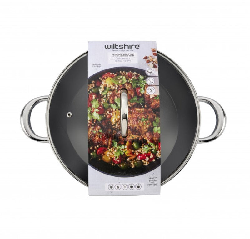 Wiltshire - Easycook Blue Non-stick Casserole 28cm with glass lid