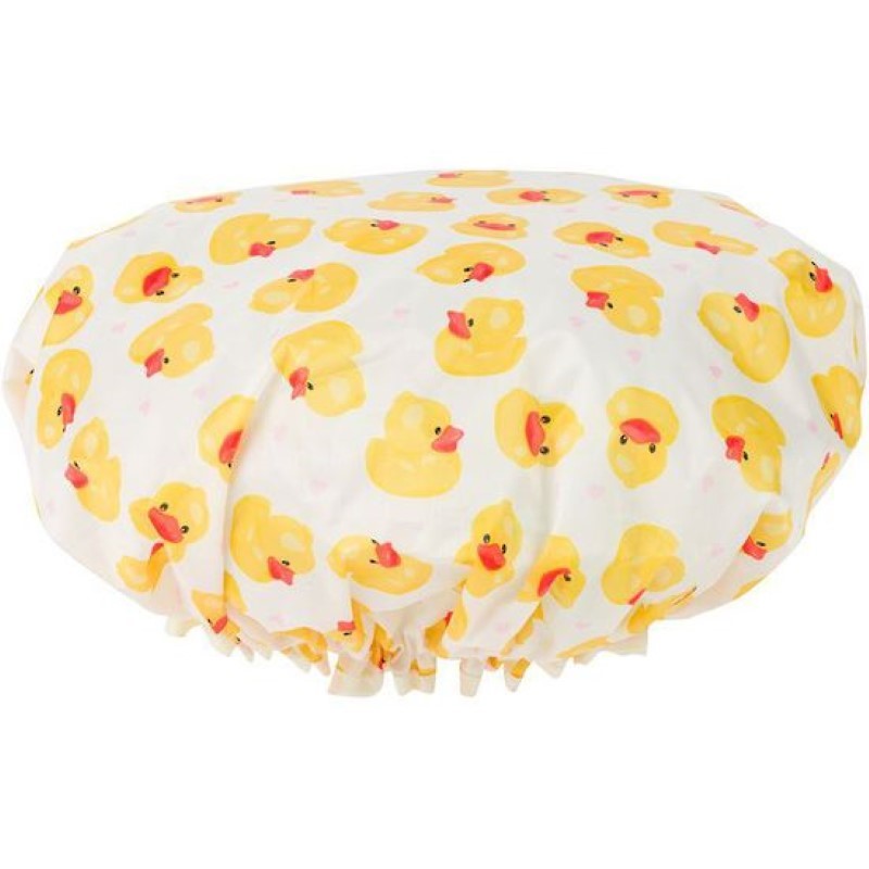 Cala Rubber Ducky shower cap in waterproof EVA keeps hair dry with a fun, playful design for adults and kids.