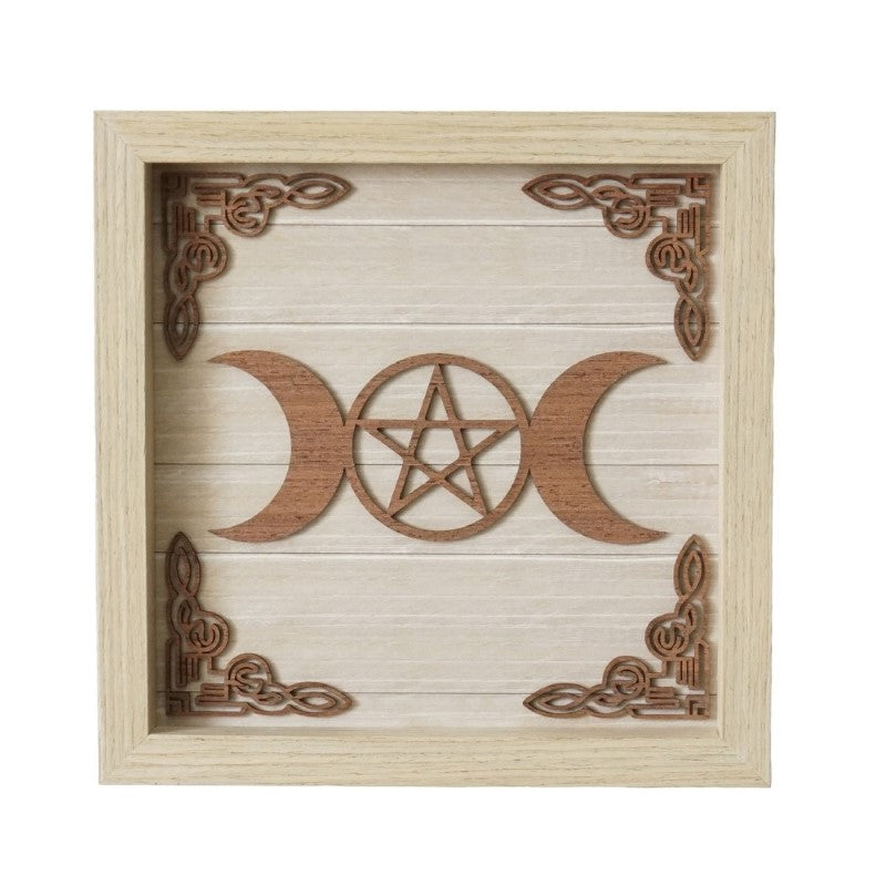 Triple Moon Wooden Plaque