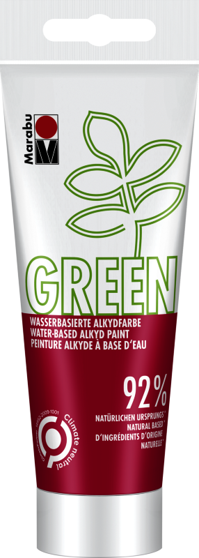 Vibrant Cherry Red water-based alkyd paint in 100ml, eco-friendly with 92% natural ingredients, perfect for artists.