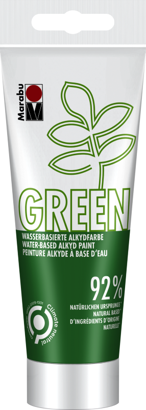 Light green water-based alkyd paint in a 100ml bottle, eco-friendly and ideal for various artistic projects.