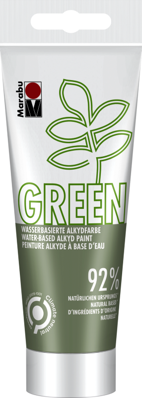 Marabu Green Water-Based Alkyd Paint in Mistletoe shade, eco-friendly and versatile for canvas, wood, and more.