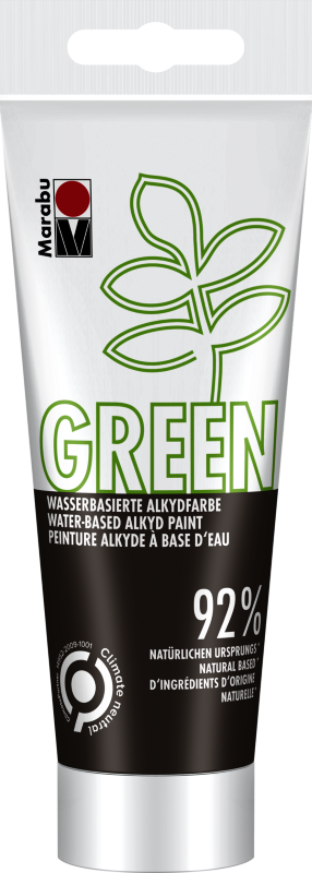 Marabu Green Cocoa Water-Based Alkyd Paint, eco-friendly, 92% natural, versatile for canvas and wood.