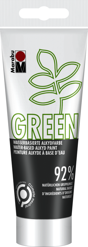 Marabu Green Slate Water-Based Alkyd Paint, eco-friendly, 92% natural, versatile for various surfaces.