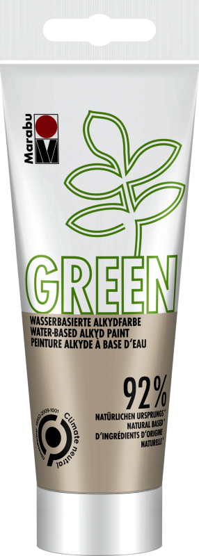 Marabu Green water-based alkyd paint in Cream Beige, eco-friendly and vibrant, perfect for various art projects.