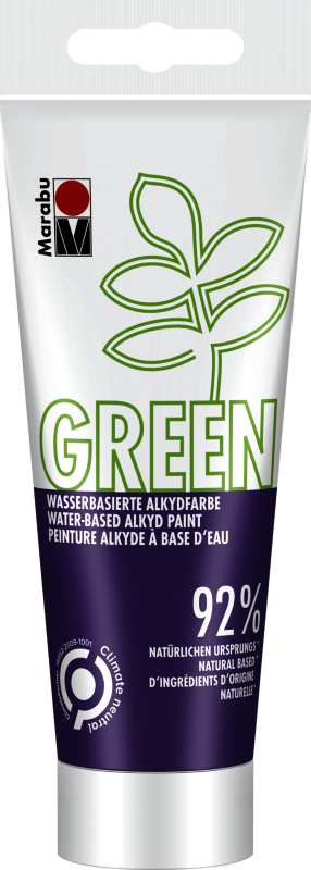 Marabu Green 100ml water-based alkyd paint in Violet, eco-friendly and vegan, perfect for vibrant artistic projects.