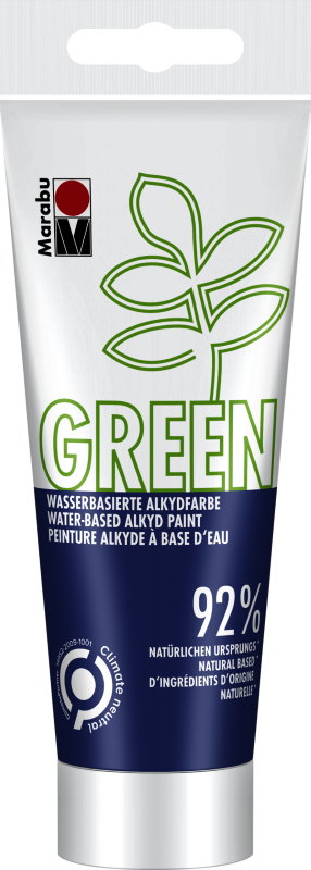 Marabu Green Water-Based Alkyd Paint in Night Blue, eco-friendly and perfect for various surfaces, 100ml size.