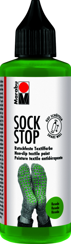 Marabu Sock Stop 90ml in Reseda, a latex-free paint for creating non-slip designs on textiles, safe and washable.