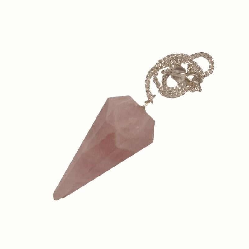 Rose Quartz 6 Facet Pendulum