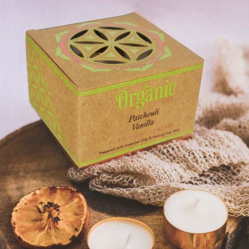 Patchouli Vanilla Tealight Candle - Set of 12 Organic Goodness