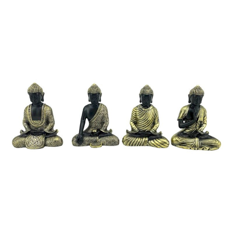 Set of 4 Buddhas Gold Black - Set of 4