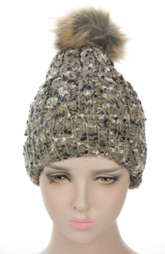 Textured Beanie Fleece Lining - Taupe