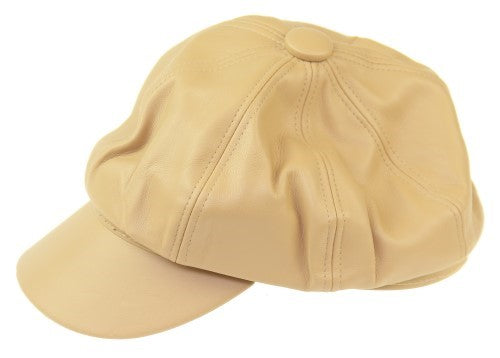 PU Baker Boy Hat CAMEL - Set of 2