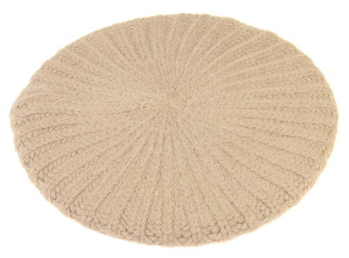 Angora Mix Ribb Beret TAUPE - Set of 2