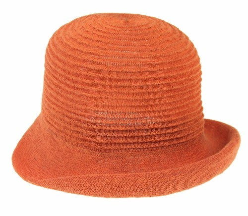 Sylvia Linen Cloche Hat RUST