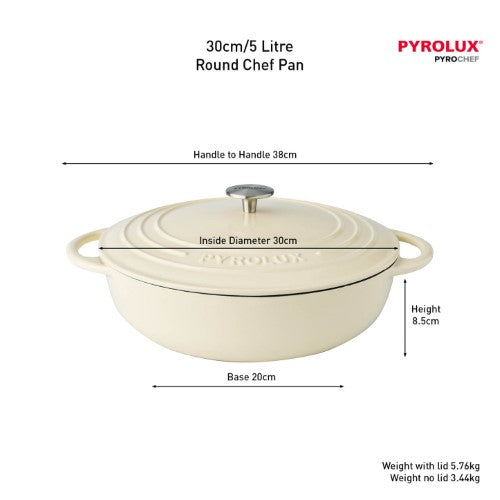 Round French Oven - PYROLUX Pyrochef 30cm/5L (Meringue)