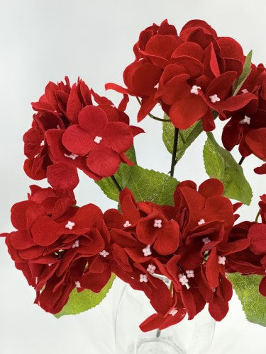 Artificial Hydrangea Bush - Large (Red Velvet)