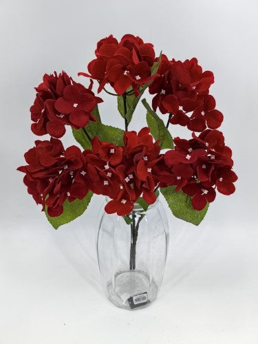 Artificial Hydrangea Bush - Large (Red Velvet)