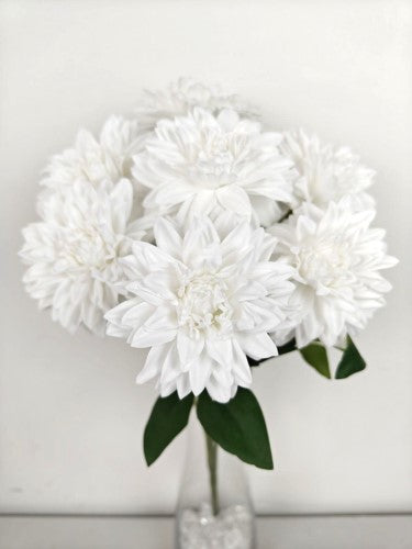 Artificial 7 Heads Dahlia Bush (White)