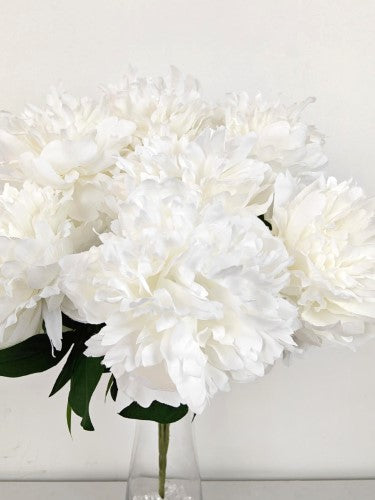 Artificial Large Open Peony Bush X 7 (White)