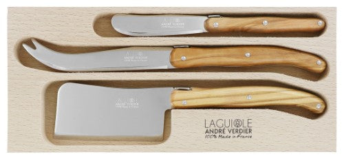 Cheese Knife Set - ANDRE VERDIER Olive Wood (3 Piece)