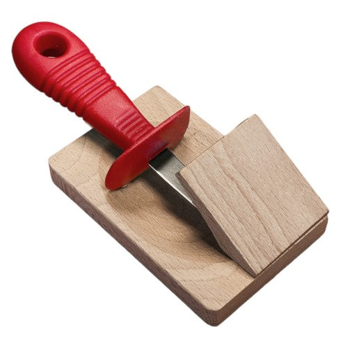 Oyster Knife with Wooden Chock - ANDRE VERDIER (Red)