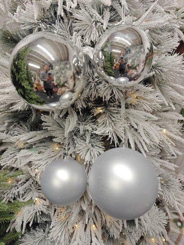 Tree Ornament - Xmas Bauble Ball 15cm (Silver Matte)