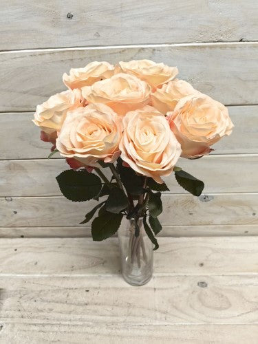 Artificial Rose Bud Bundle - X 8 (Peach)