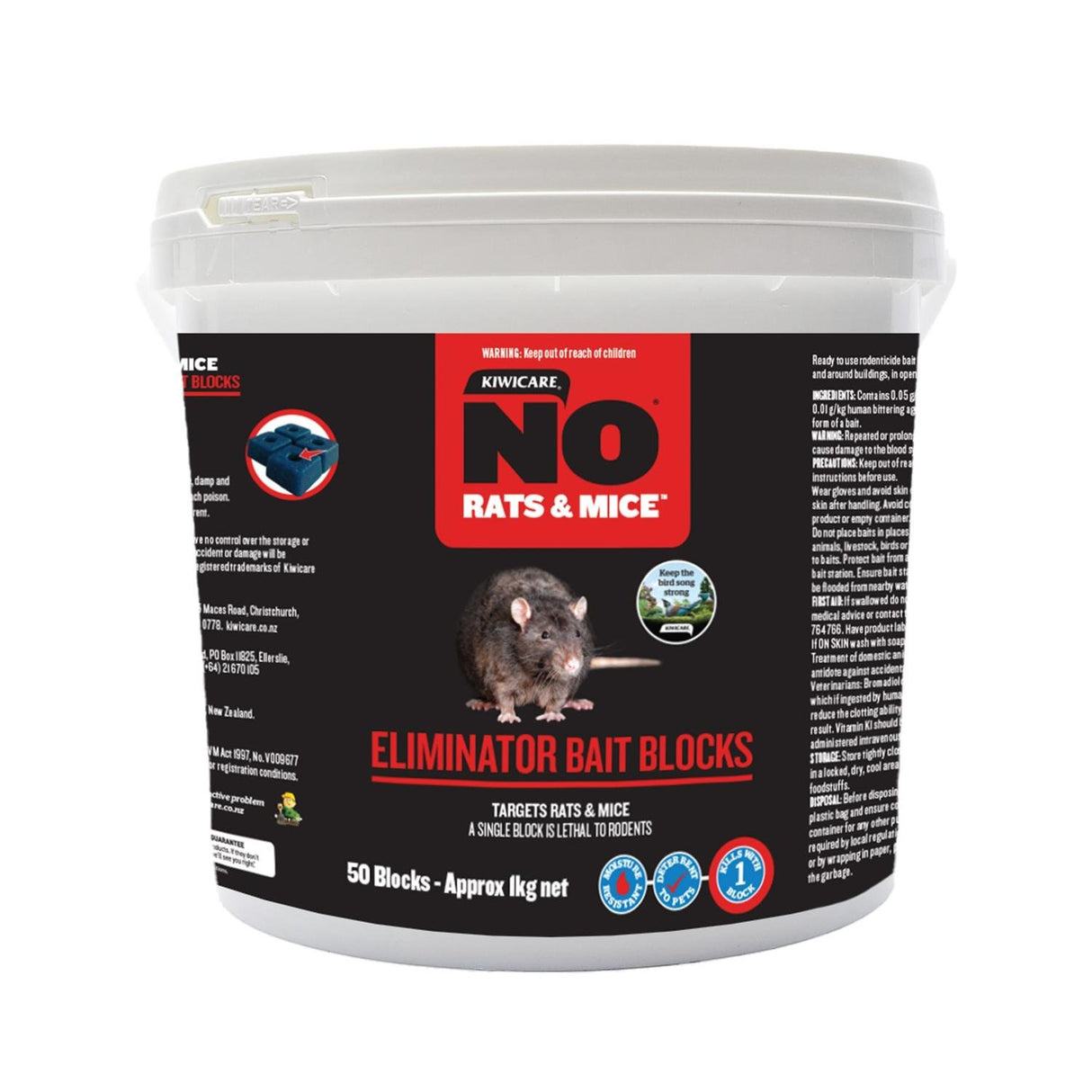 NO Rats and Mice Eliminator - Kiwicare 1kg (48 Blocks)