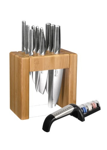 Knife Block With Bonus Global 3 Stage Sharp - GLOBAL IKASU X