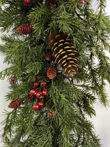 Artificial Deluxe Juniper Pine Garland with Pinecones & Berries (180cm)